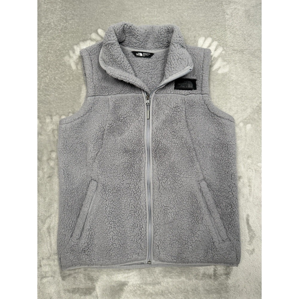 North Face Campshire Sherpa Vest Womens Medium Gray Fill Zip Hiking Trail Fleece